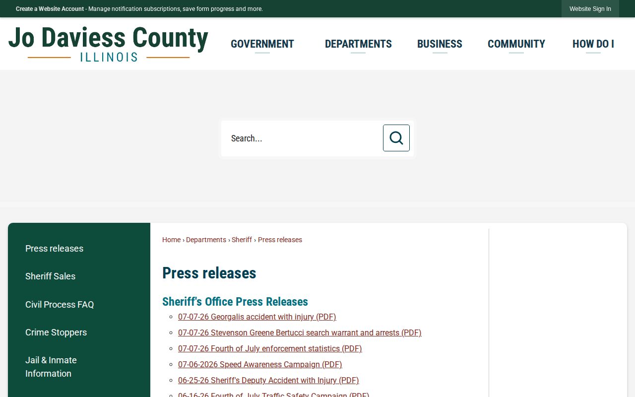 Jo Daviess County Sheriff incident photo and released mugshot source